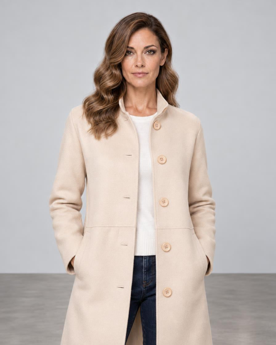 Button Mock Coat - Sandstone