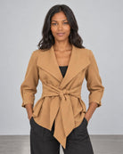 Raw Edge Belted Jacket - Caramel