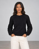 Fringe Sleeve Crew - Black