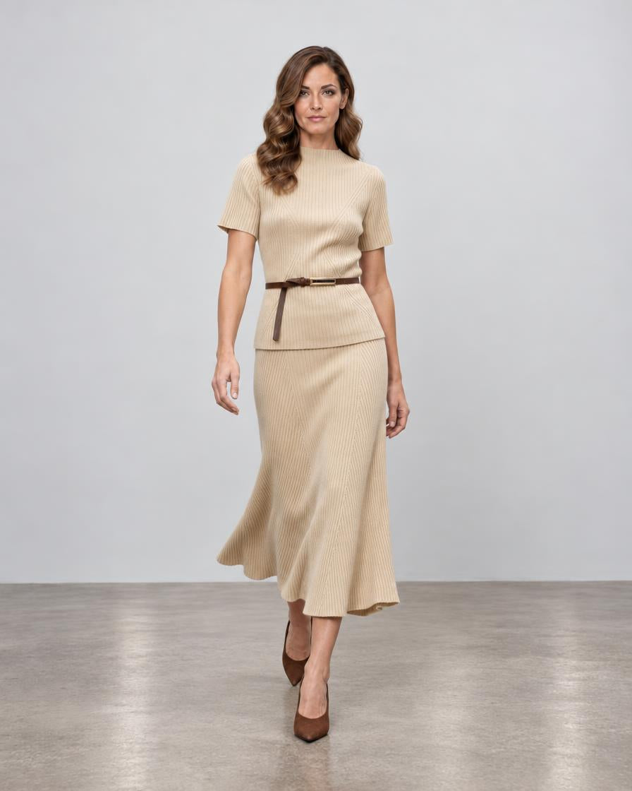 Short Sleeve Rib Top - Natural