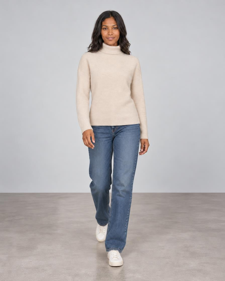 Textured Slouchy Funnel - Sandstone
