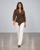Raw Edge Belted Jacket - Espresso