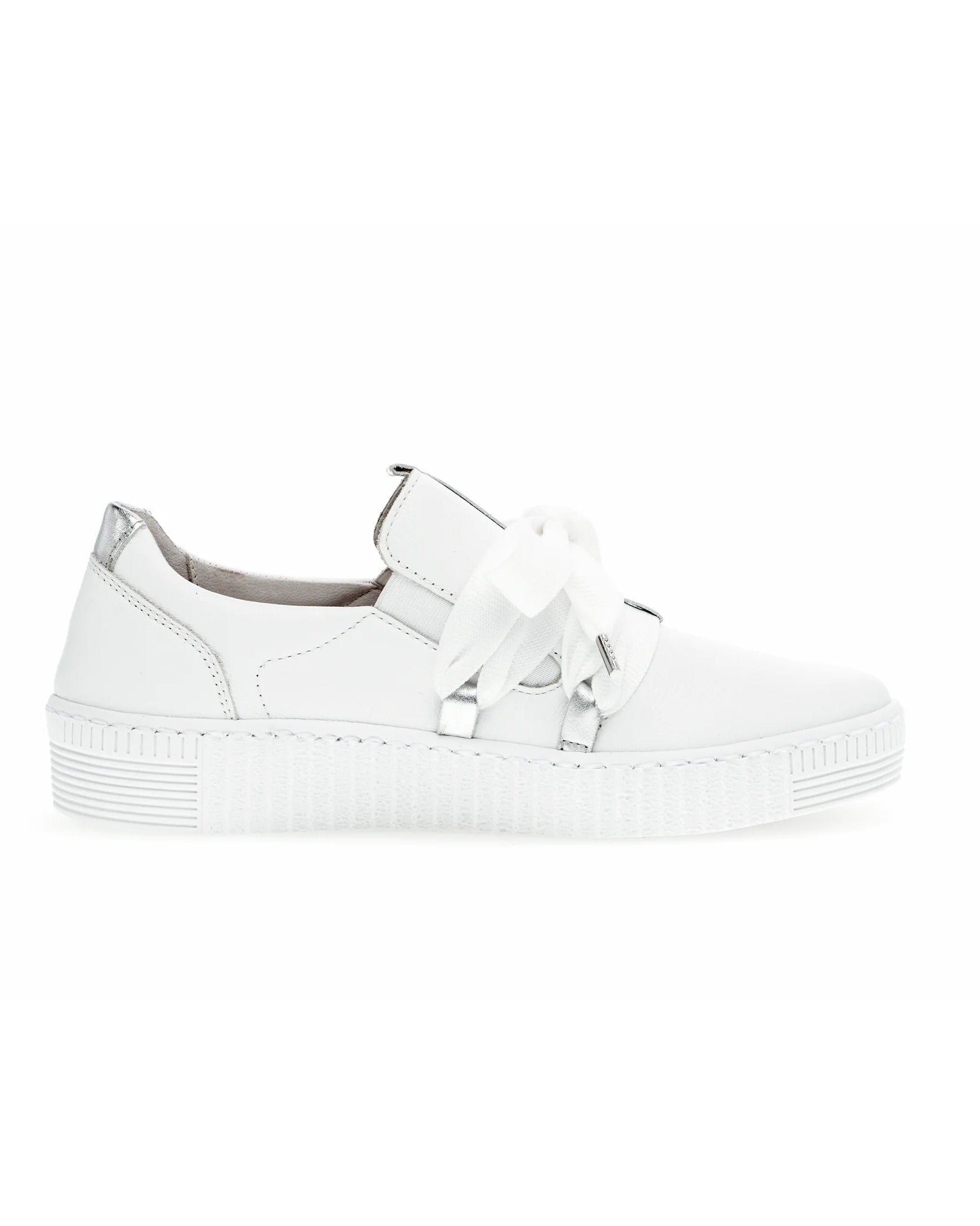 White sneaker with a bow on a white background