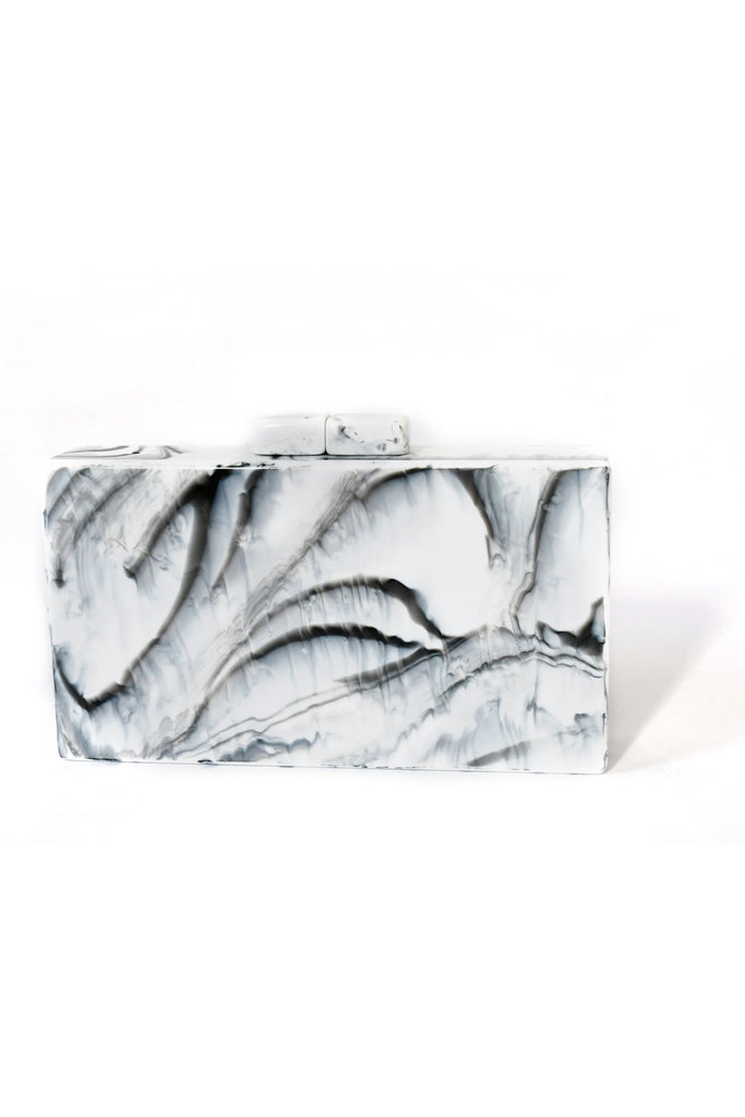 Black and White Cloudy Swirl Clutch