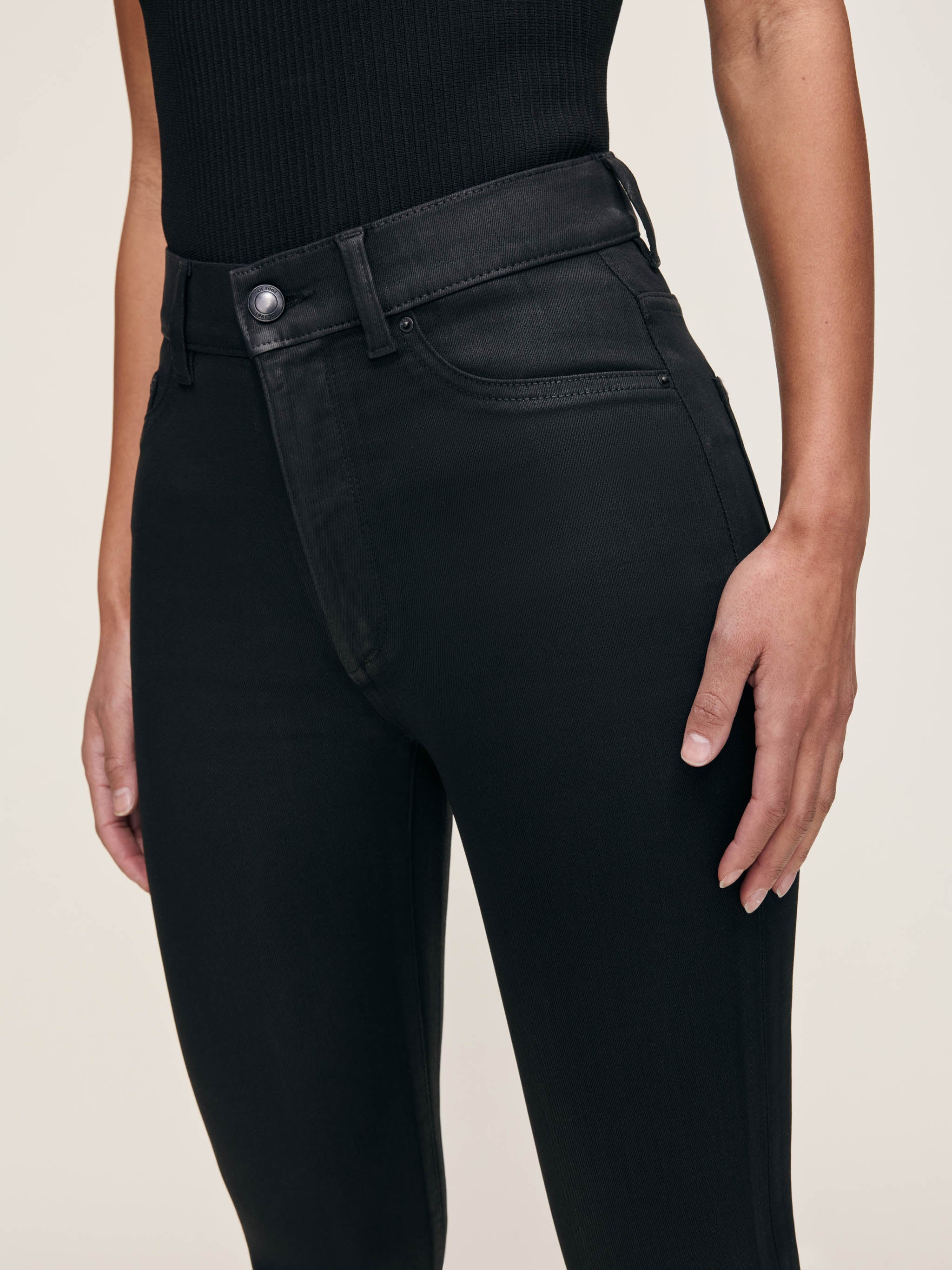 Bridget Boot High Rise Crop - Black Coated