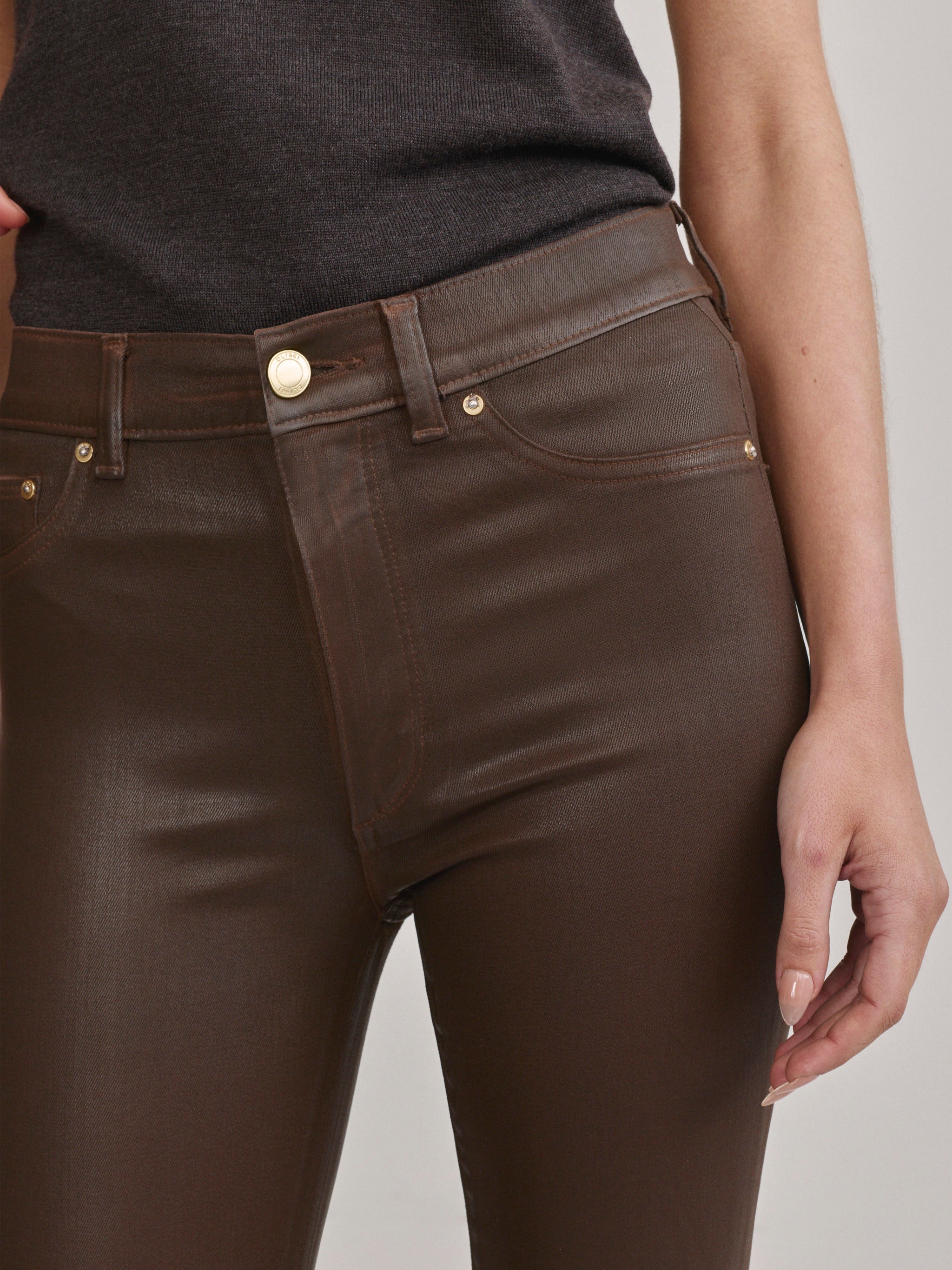 Bridget Boot High Rise Crop - Brownstone Coated