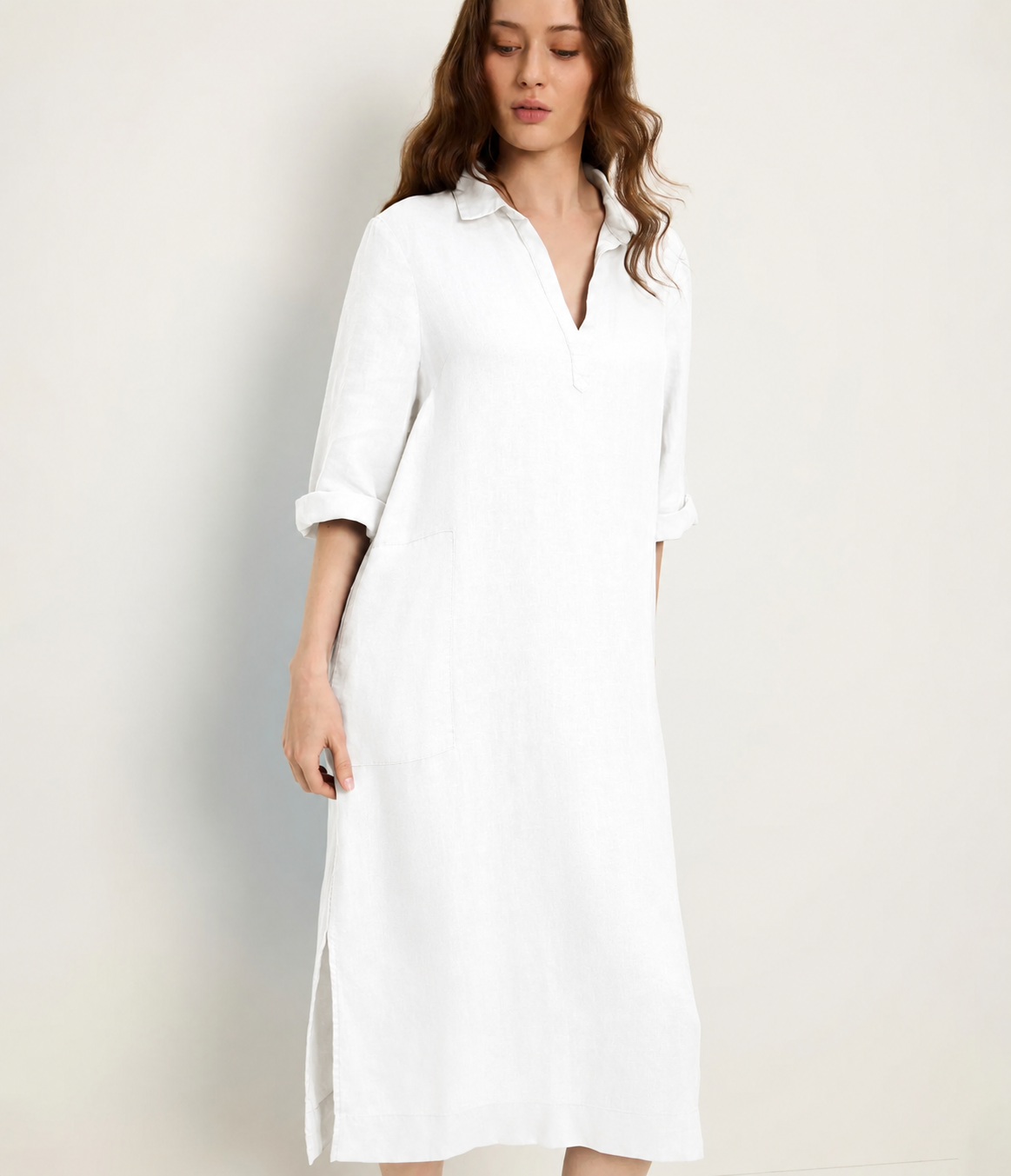 a line dress sale Eureka Fashion - Straight Across A-Line Dress with Slit 9611 M / Dusty Rose