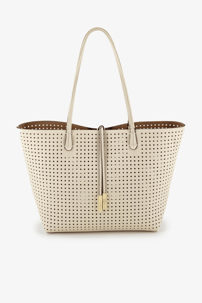 Departure Tote Perforated Square Cream/Taupe