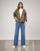Cropped Asymmetrical Jacket - Turtle