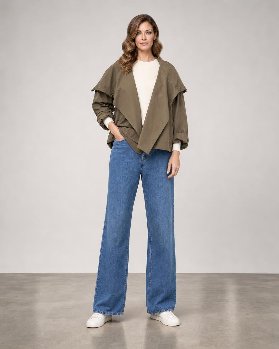 Cropped Asymmetrical Jacket - Turtle