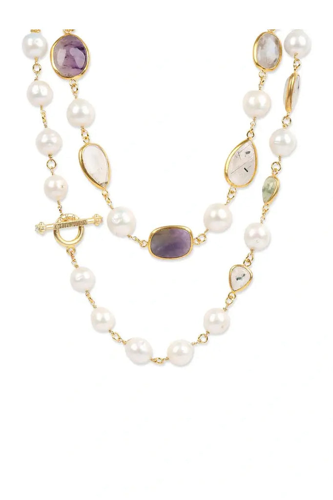 Pearl Gemstone Long Necklace