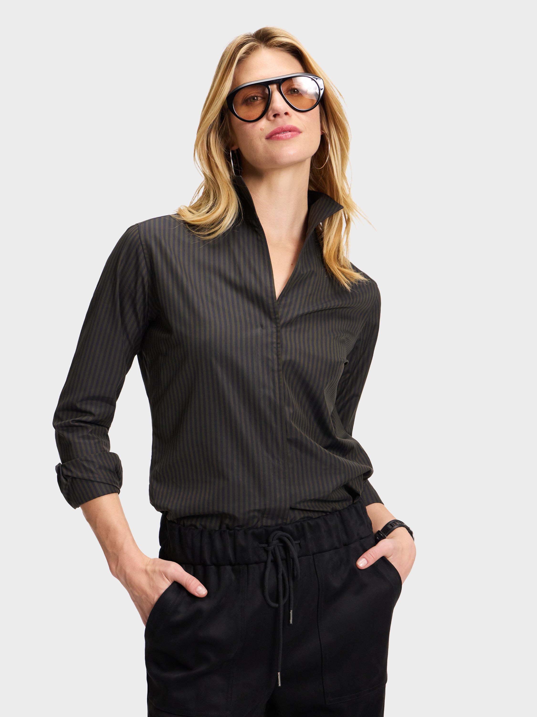 The Signature Shirt - Great Expectations - Black & Olive Stripe