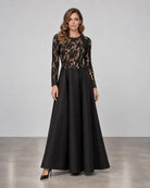 Corded Lace with Silk & Wool Halter Gown with Matching Jacket - Black