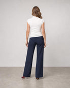 Amara Mock Neck Power Shoulder Top - Coconut Milk