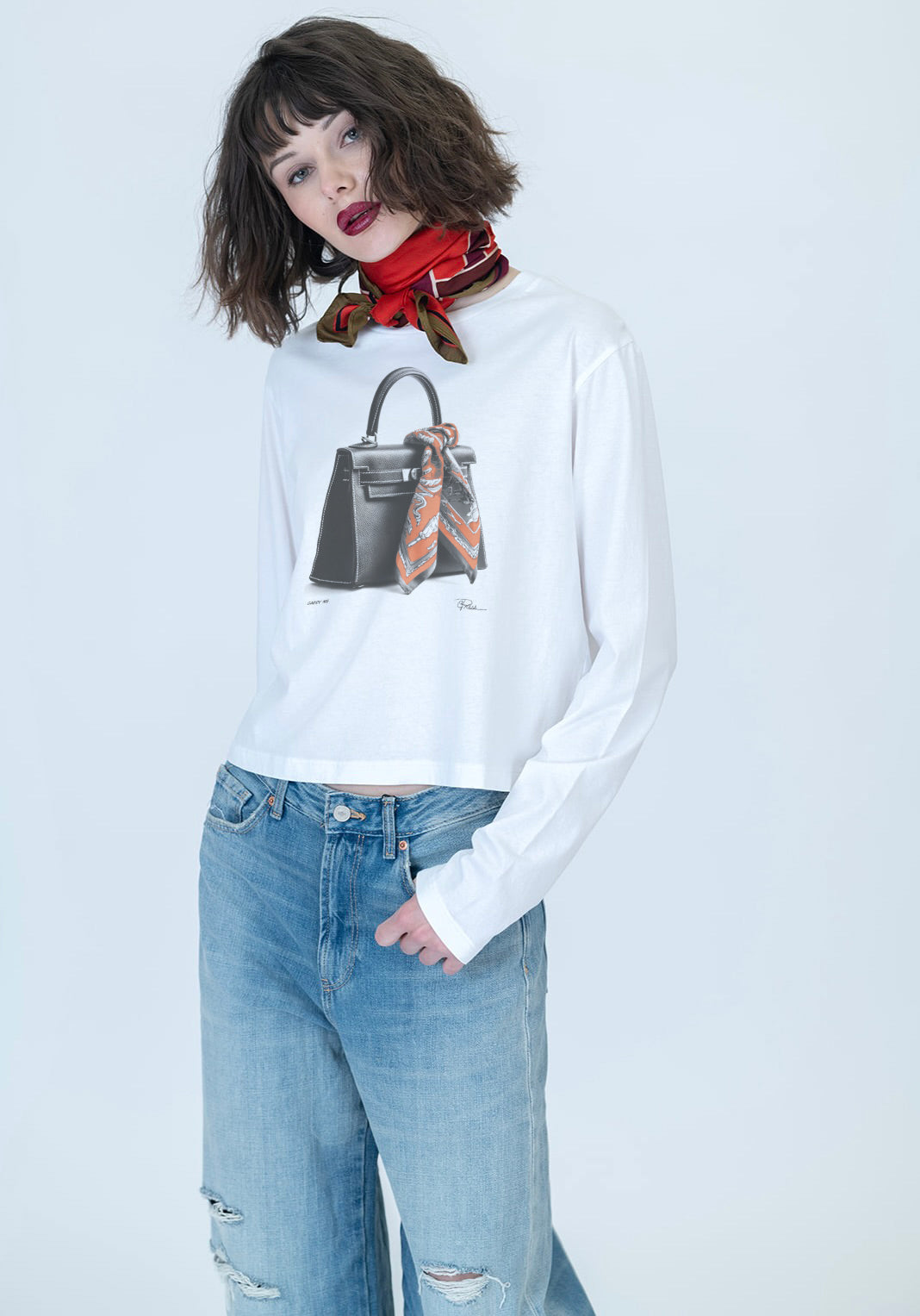 CPRESS Studio Carry Me Sunday Long Sleeve Tee in White