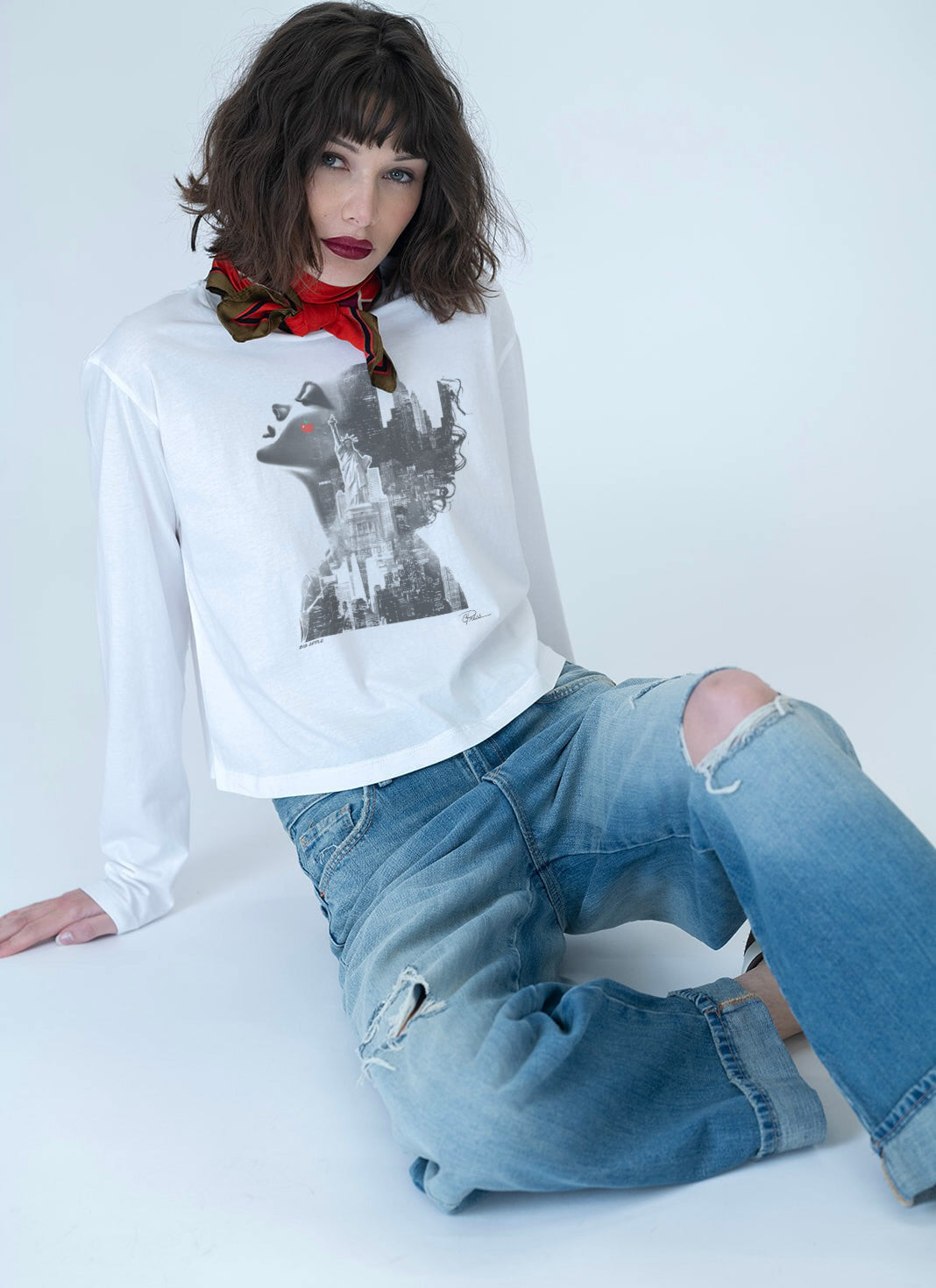 Big Apple Sunday Long Sleeve Tee - White