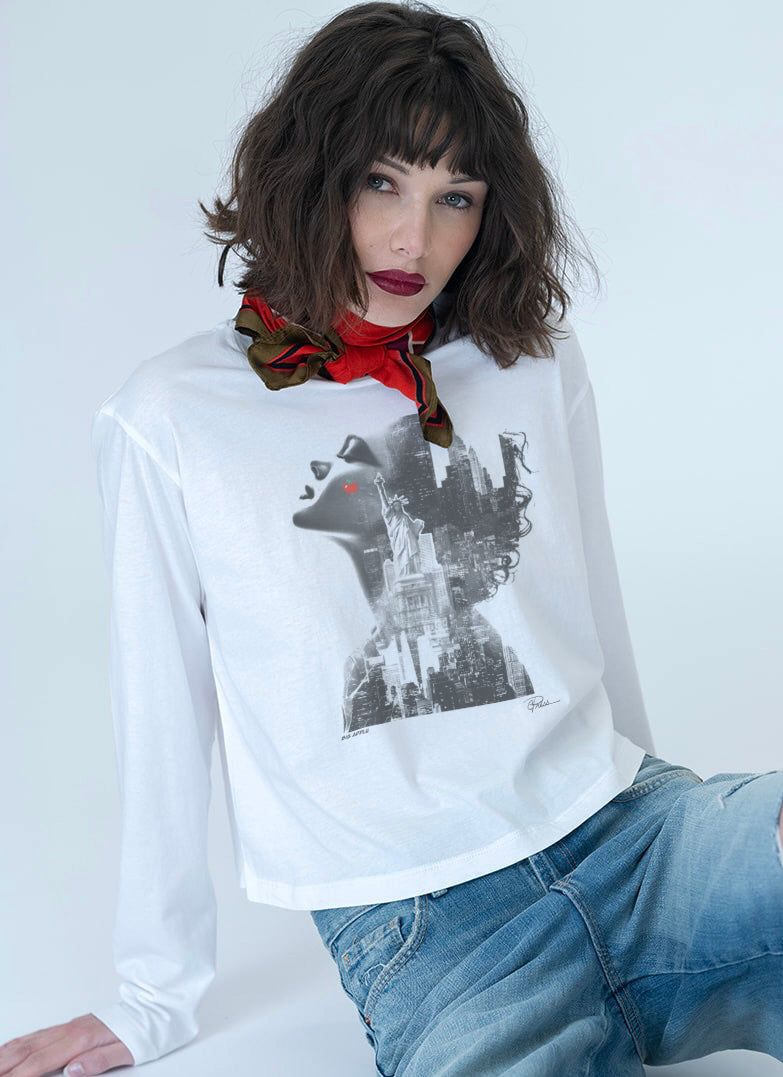 Big Apple Sunday Long Sleeve Tee - White