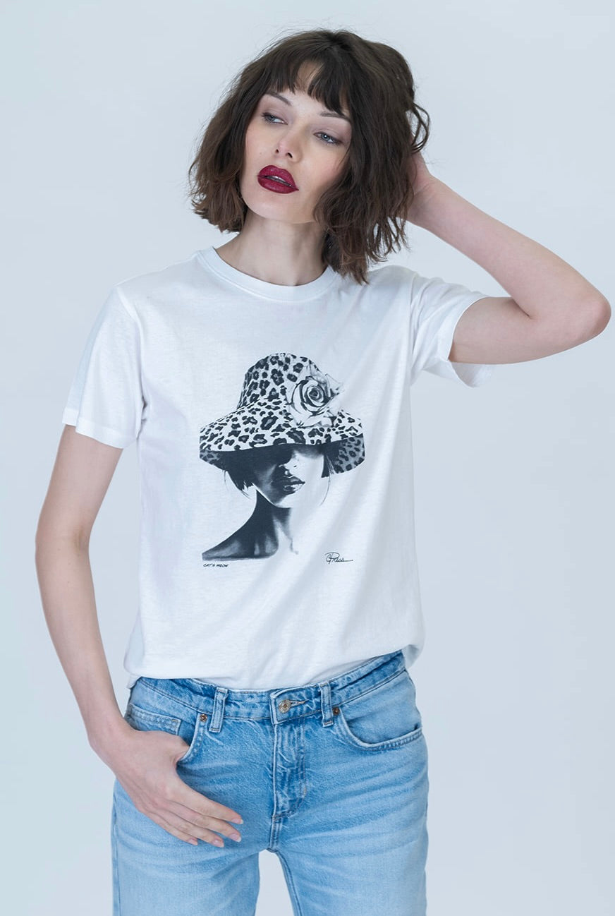 Cat's Meow Tee - White