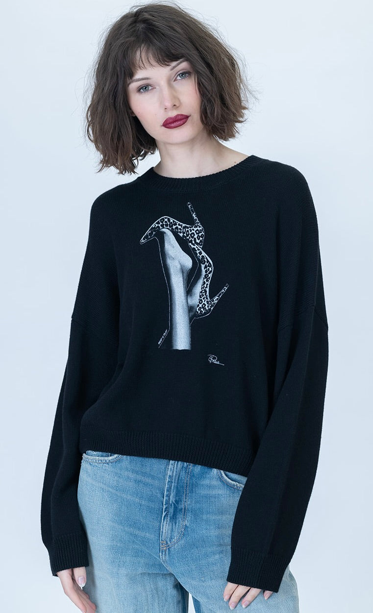 Rest & Play Jordyn Crew Sweater - Black