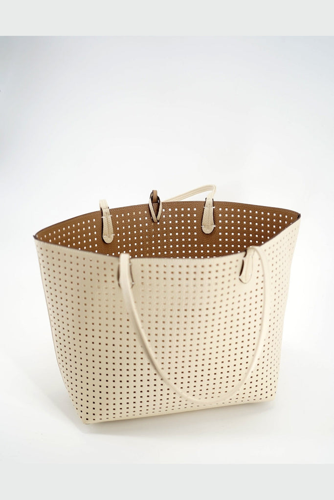 Departure Tote Perforated Square Cream/Taupe