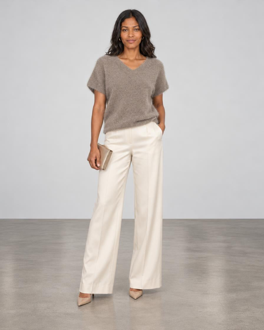 Universel Short Sleeve Fox Pullover - Taupe