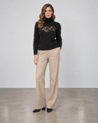 D.Exterior Lace Inset Turtleneck Sweater - Black