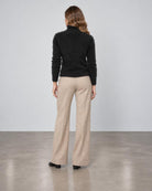 D.Exterior Lace Inset Turtleneck Sweater - Black