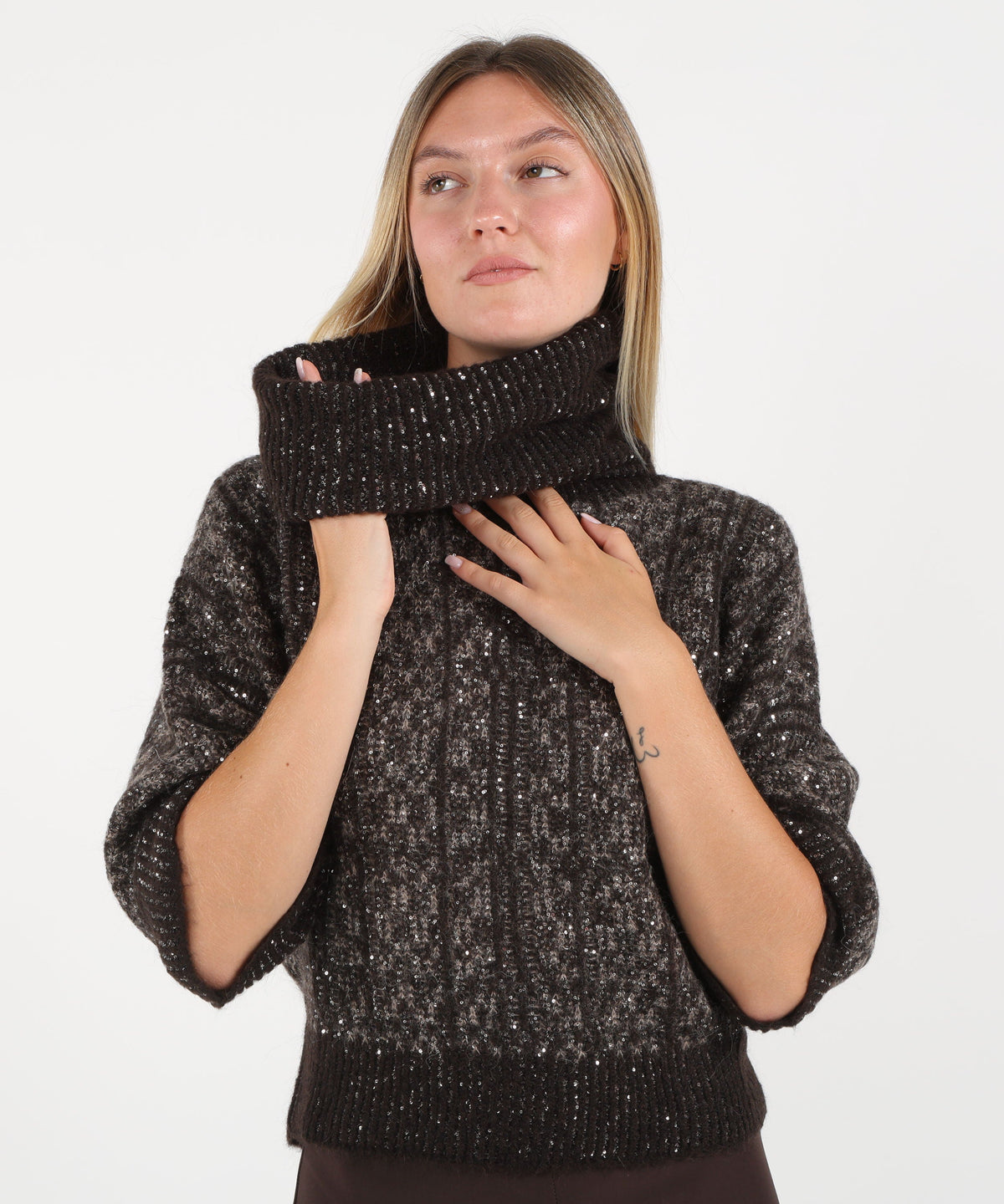Welsh Alpaca Soft Kimino Collar - Caffe