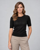 D.Exterior Short Sleeve Knit Sweater - Black