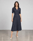 D.Exterior Polo Collar Knit Midi Dress - Blue