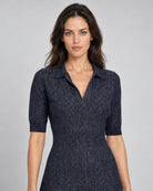 D.Exterior Polo Collar Knit Midi Dress - Blue
