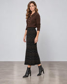 D.Exterior Chevron Knit Midi Skirt - Black