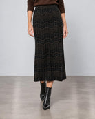 D.Exterior Chevron Knit Midi Skirt - Black