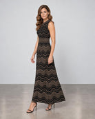 D.Exterior Crystal Knit Midi Dress - Black & Chocolate