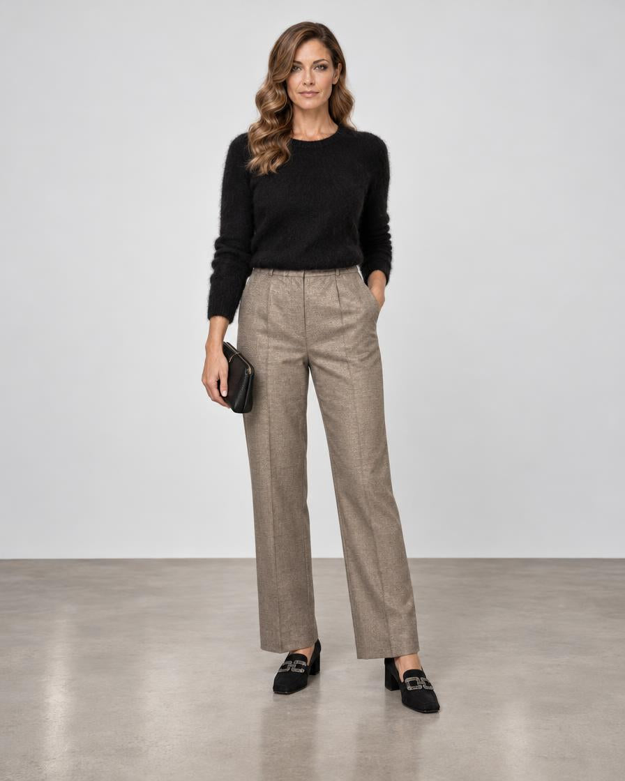 D.Exterior Pleated Straight-Leg Trousers - Visone