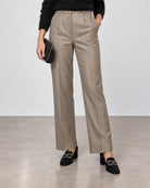 D.Exterior Pleated Straight-Leg Trousers - Visone