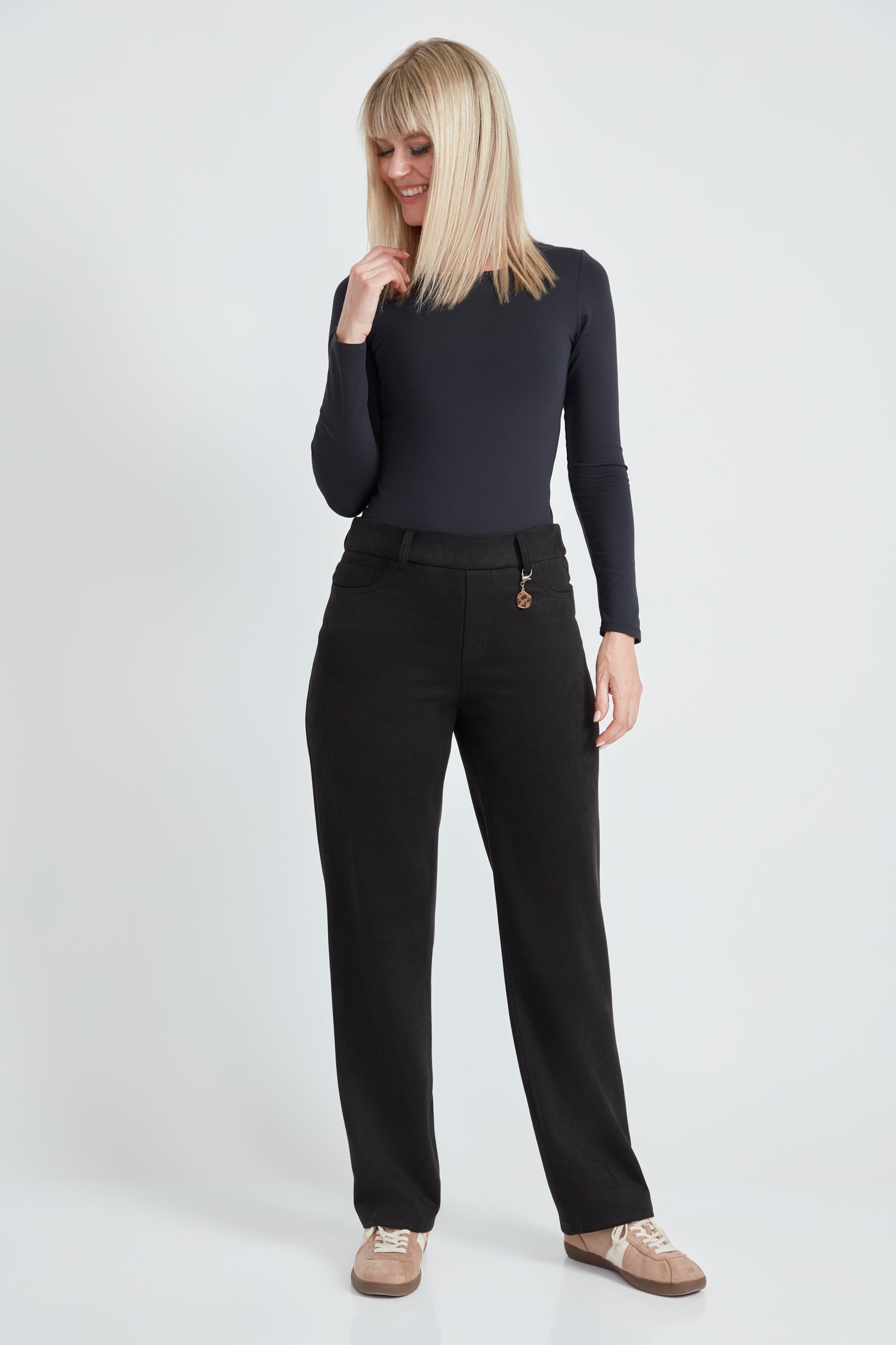 Straight Leg  31- Washable Vegan Suede - Black