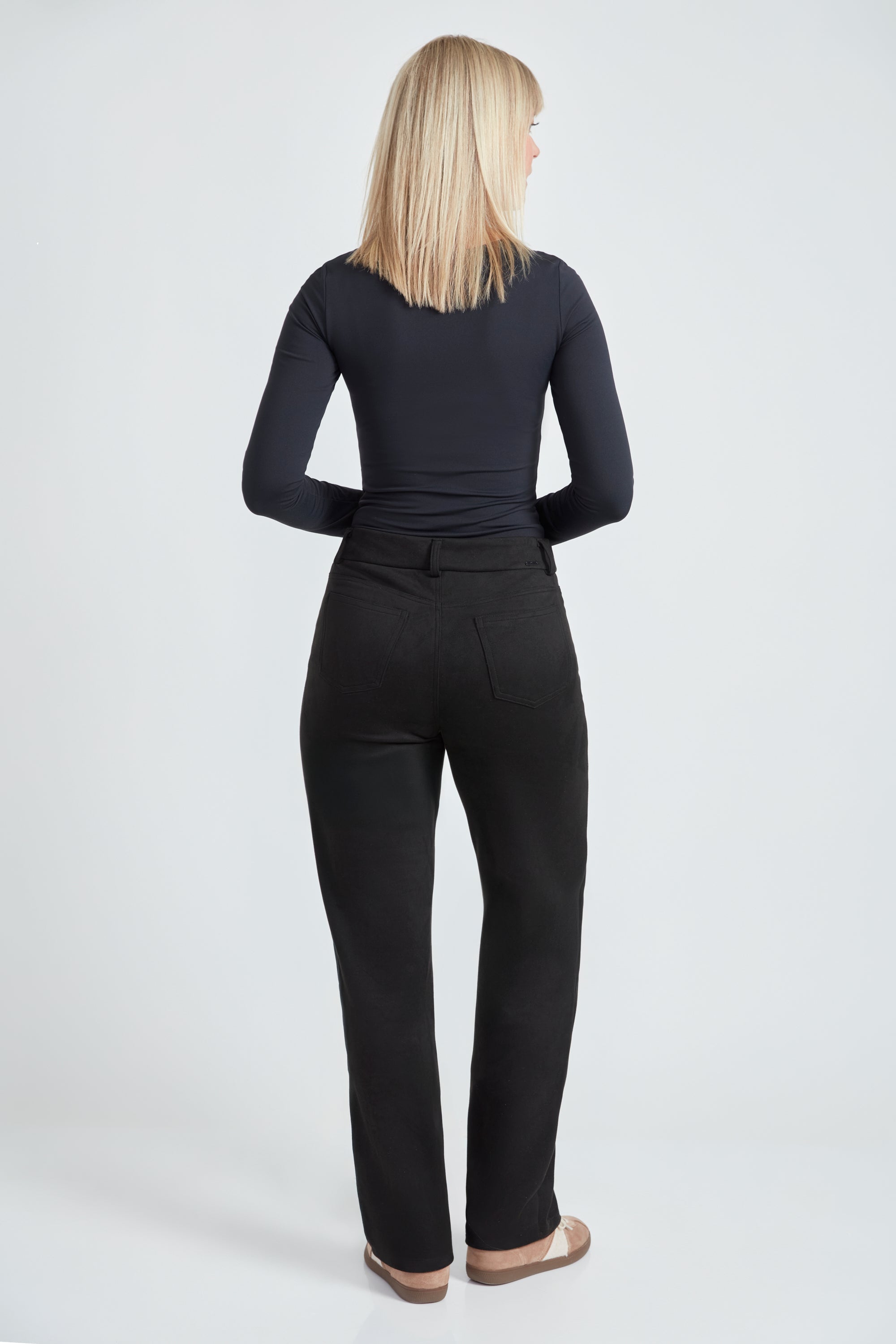 Straight Leg  31- Washable Vegan Suede - Black
