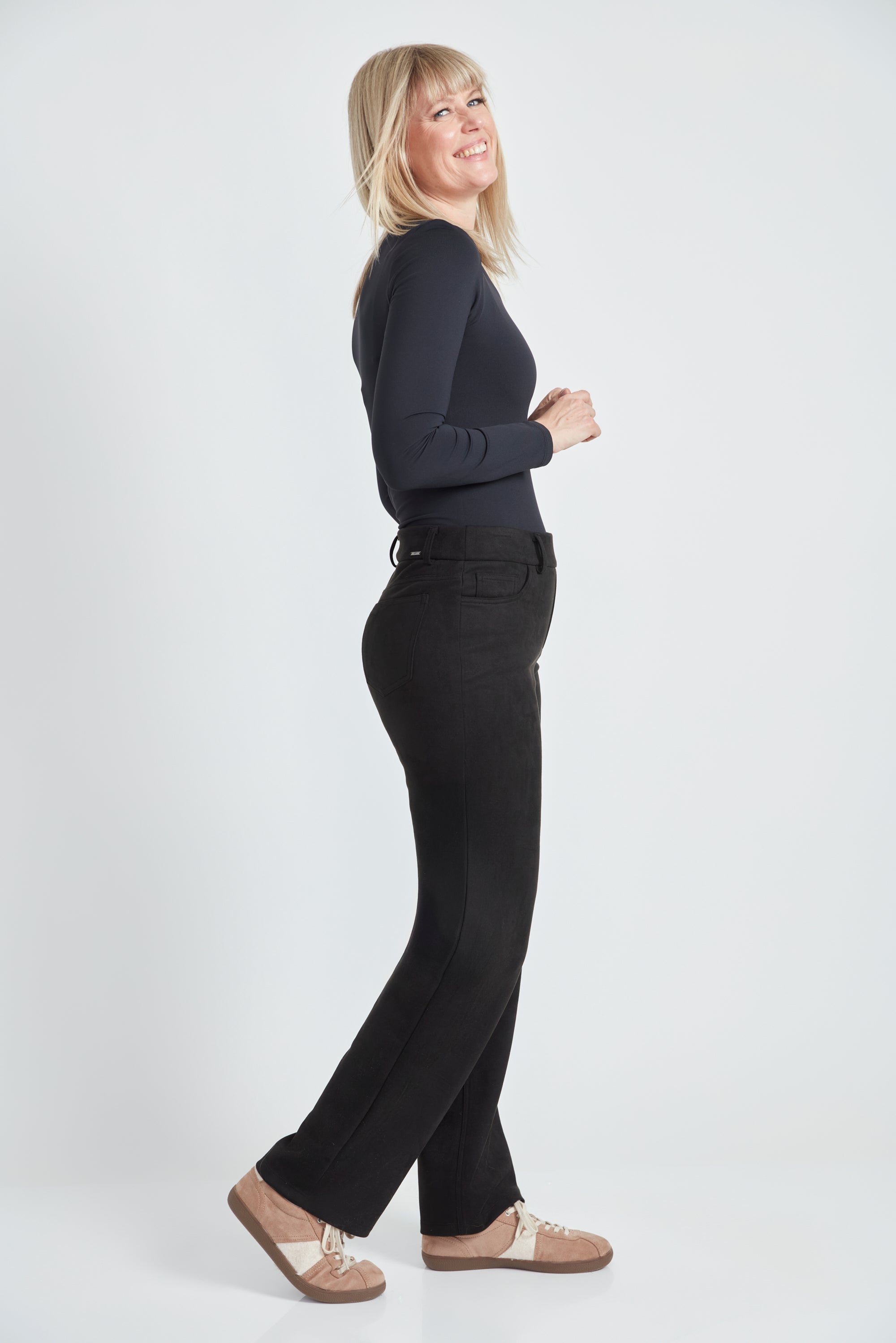 Straight Leg  31- Washable Vegan Suede - Black