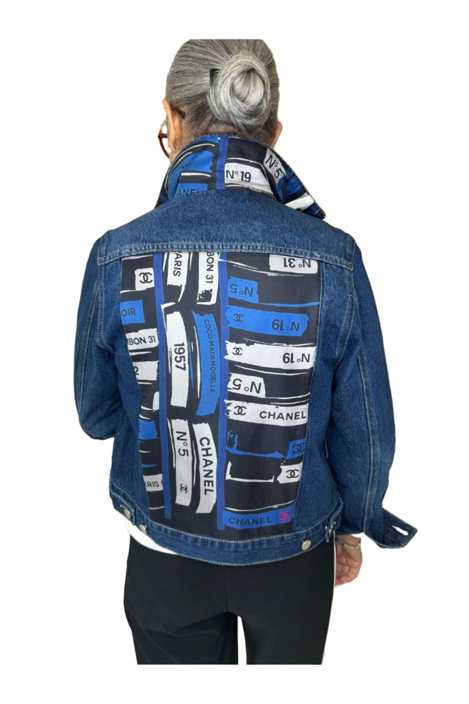 Designer Scarf Denim Jacket - C Numbers Bleu on Saddle