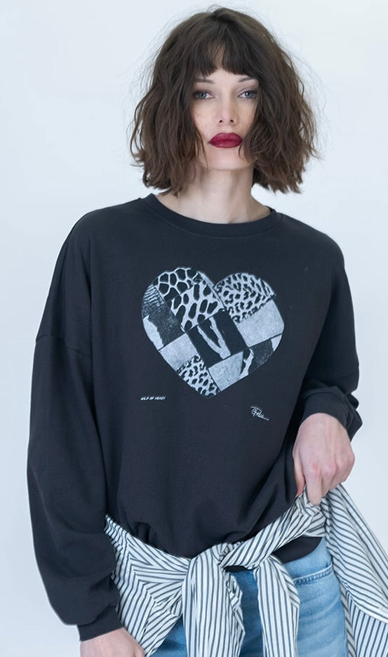 Wild at Heart Cozy Sweatshirt - Worn Black