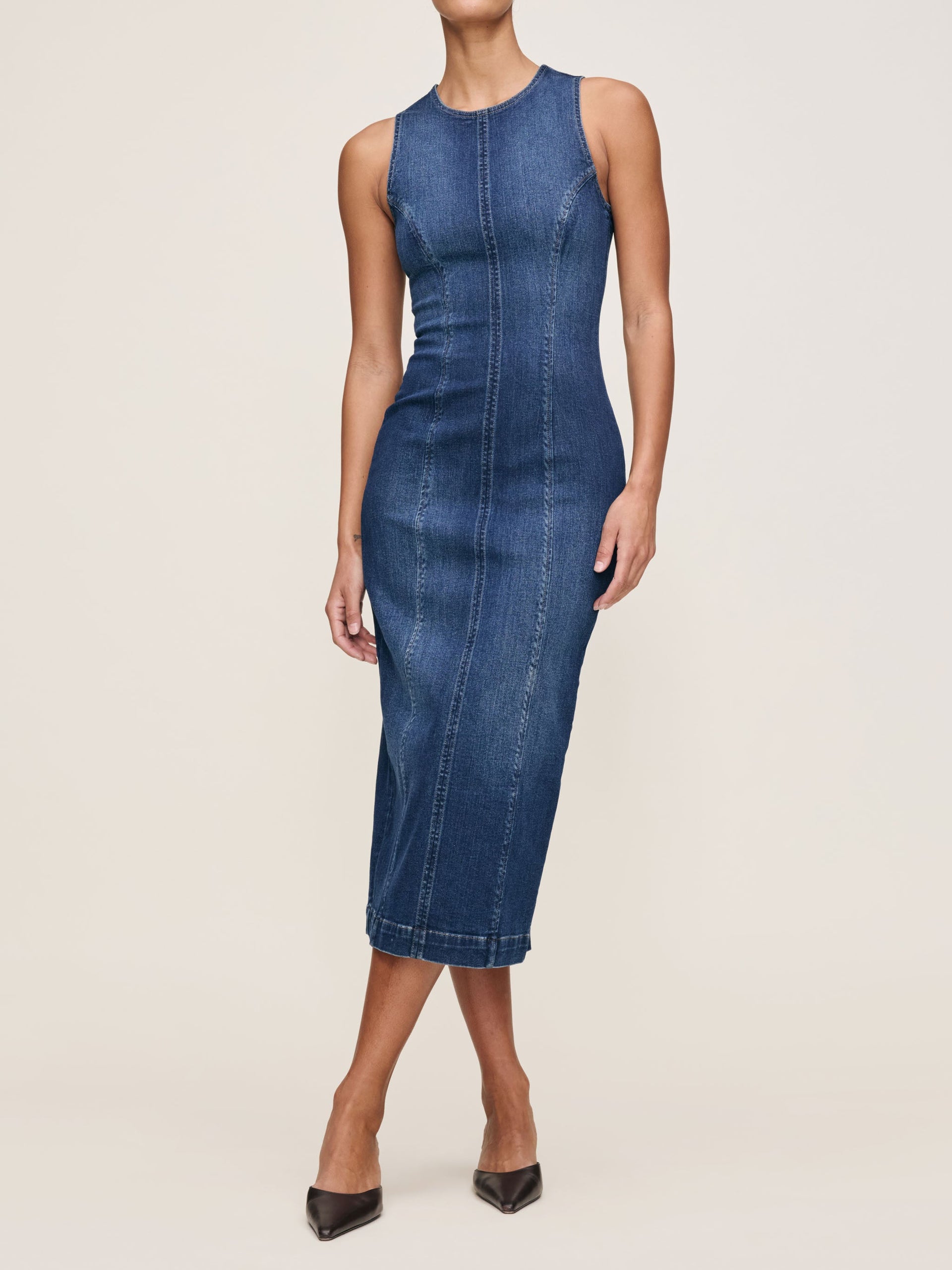 raleigh denim dress Uptown Edge Strapless Trench Dress in Denim
