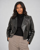 Camille Vegan Leather Jacket - Black