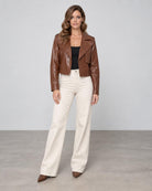Camille Vegan Leather Jacket - Chestnut