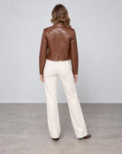 Camille Vegan Leather Jacket - Chestnut