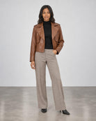 Camille Vegan Leather Jacket - Chestnut