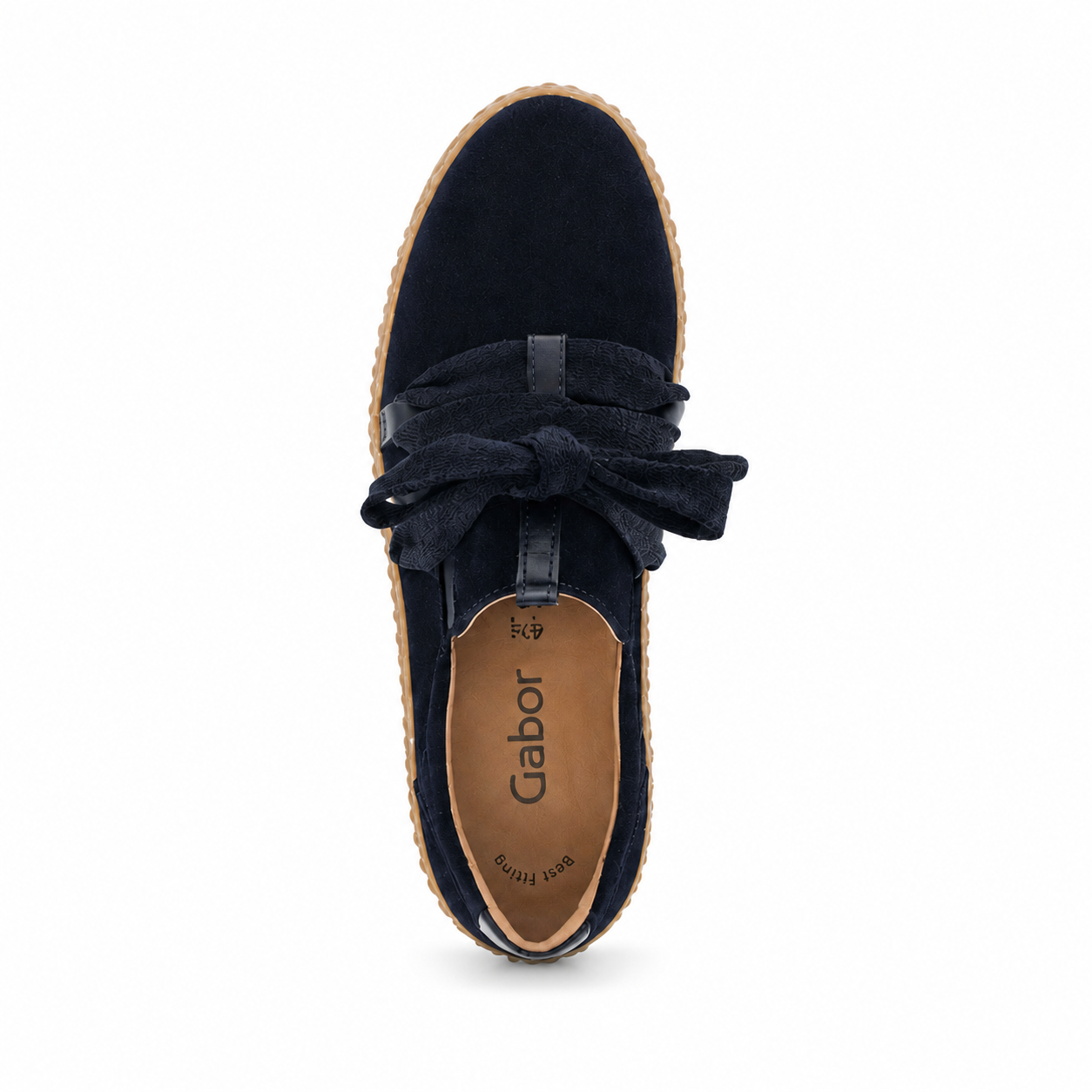 Gabor Dora bow platform sneaker in Navy/Nappa