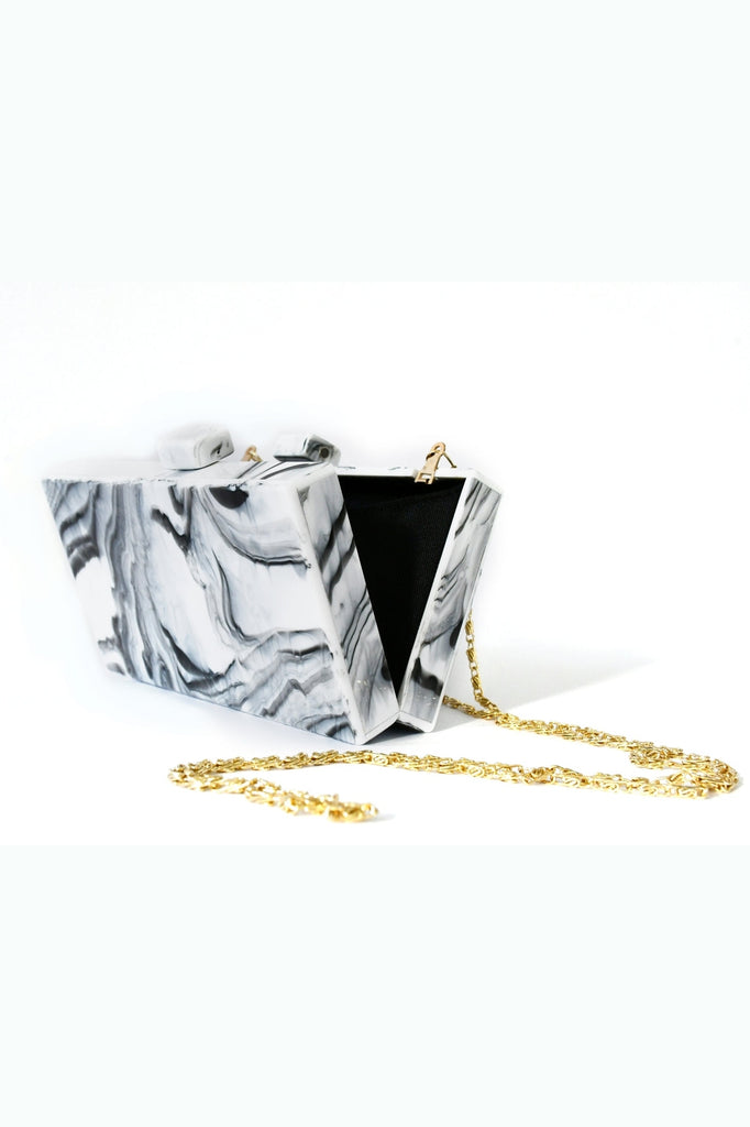 Black and White Cloudy Swirl Clutch