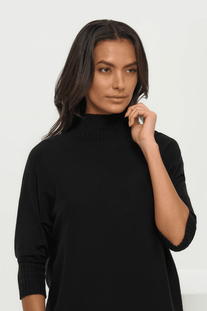 Ash Ribbed Mock Neck Sweater