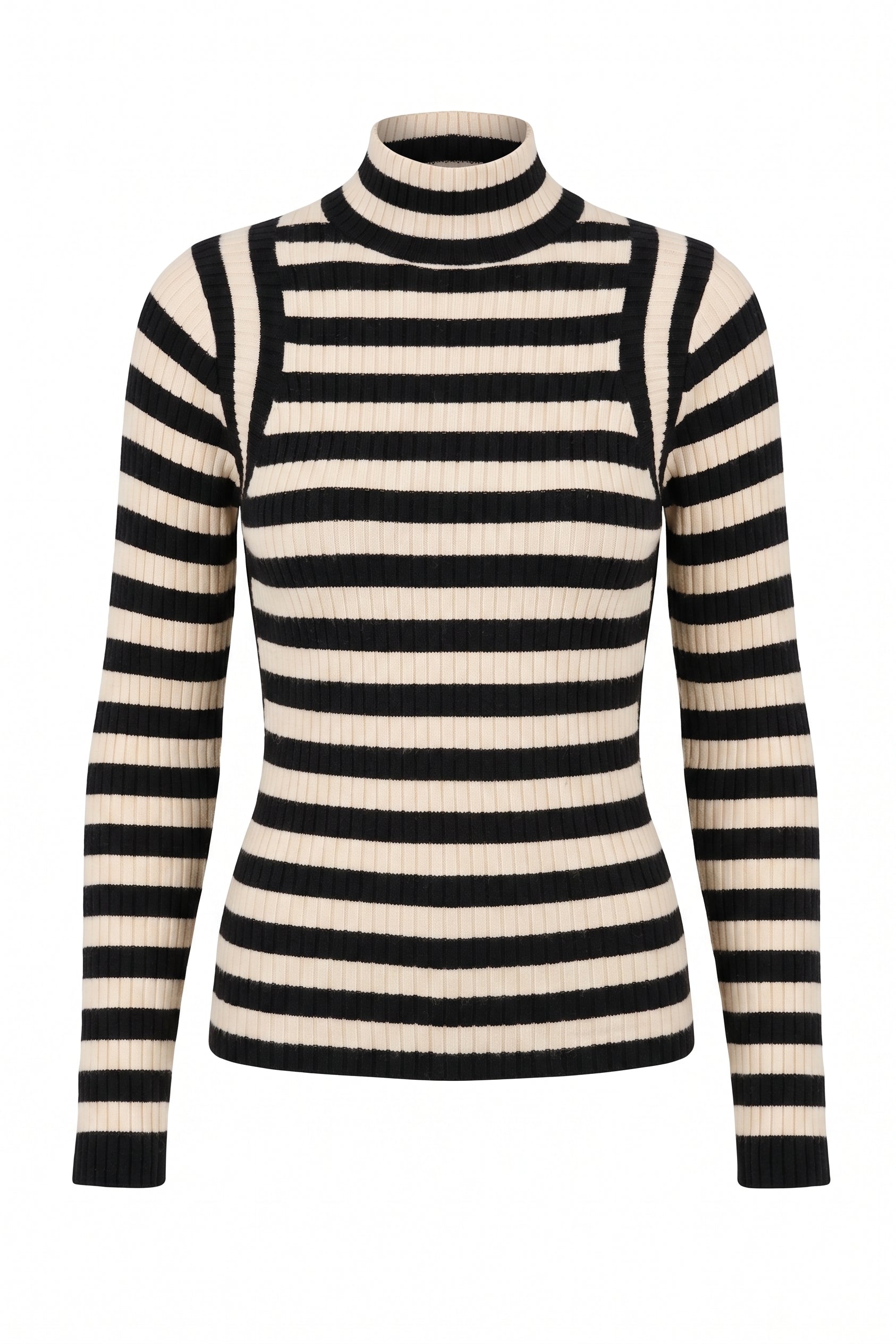 Linh Contour Stripe Knit Top - Black/Latte